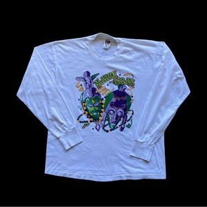 Vintage 90s Mardi Gras long sleeve shirt single stitch Masks 97 FOTL